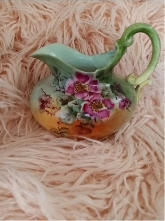 Limoges Other - Tresseman & Vogt Limoges france pitcher flowers multicolor pitcher Green yellow